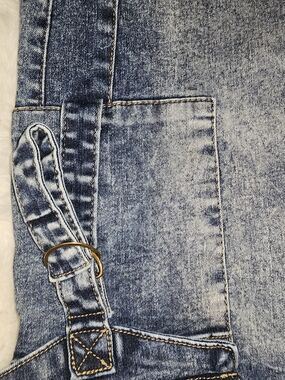 Blue Savvy Cargo Jeans High Rise Straight Leg Acid Wash Utility Pockets Sz 5/27